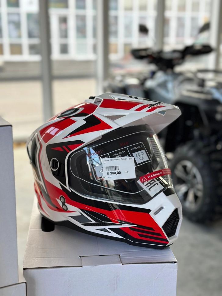 Шлем JIEKAI 802  BLACK RED	(M)