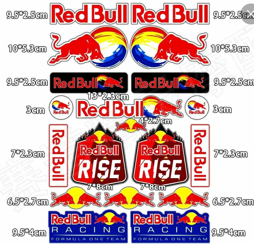 Наклейки СВЕТООТРАЖАЮЩАИЕ (1003)	RED BULL	красн. бел. син.