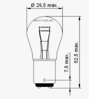 Лампа 2конт 12V (стоп , габарит ) SVS (2014) P21/5W BAY15d