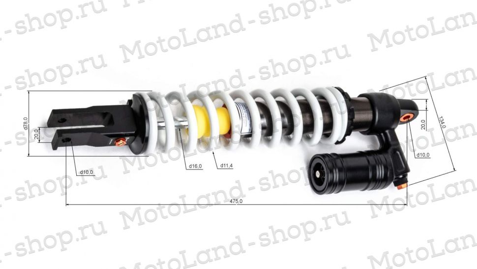 Амортизатор L=475 центральный #1 XR250 с бачком