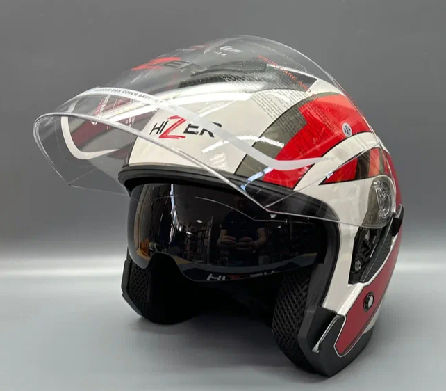Шлем мото открытый HIZER J222 #1 (L) white/red