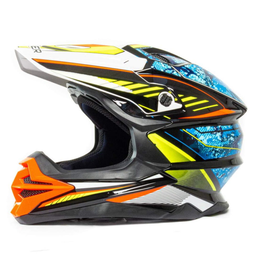 Шлем мото кроссовый HIZER J6803 #4 (M) NEON YELLOW-BL