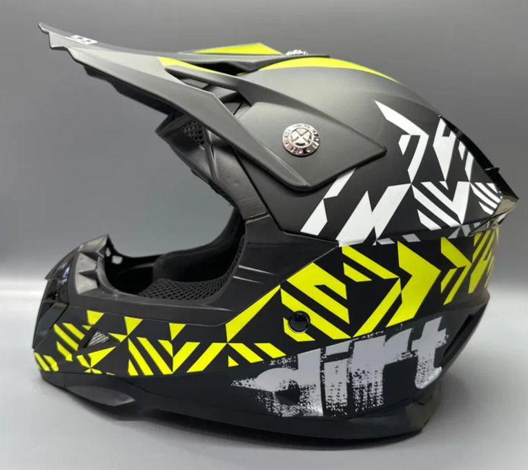 Шлем мото кроссовый HIZER 211 #2 (L)  black/green (подростковый)