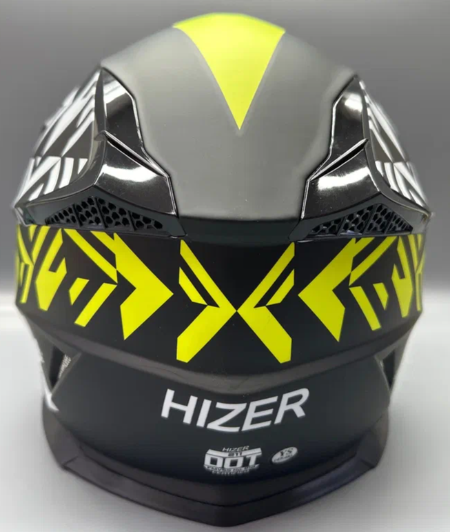 Шлем мото кроссовый HIZER 211 #2 (L)  black/green (подростковый)