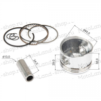 Поршень в сборе 139QMB 60см3 D=44 Поршень в сборе 139QMB 60см3 D=44
