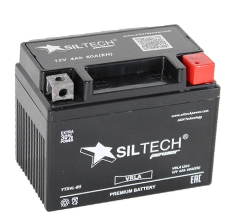 АКБ SILTECH VRLA1204 12V4 AH о.п. (YTX4L-BS)  (уп.10шт) [д113ш70в85/60]