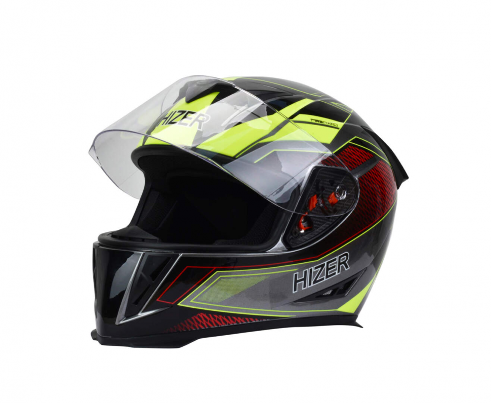 Шлем мото интеграл HIZER J5311 #4 (M) gray/neon yellow
