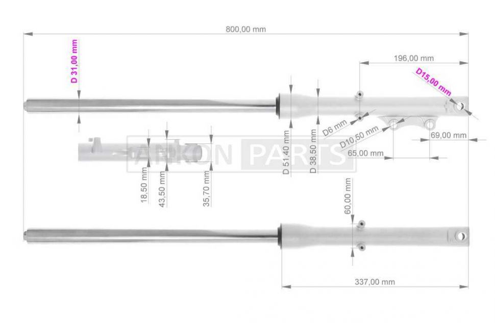Амортизаторы передние (перья)  ZS125/150  диск, гидравлические d31  "LIPAI"