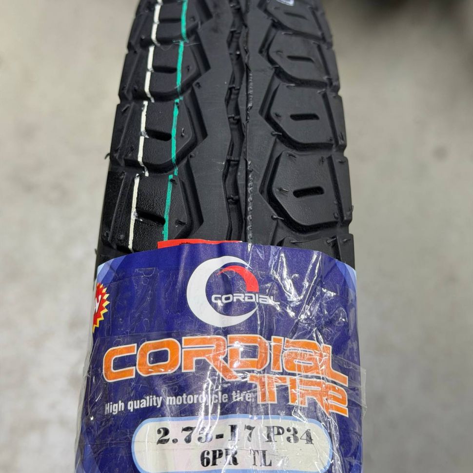 17'' Шина для мопеда CORDIAL P34 2.75-17 (6PR/TТ), Штука