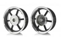 Диск колеса задний  12"-3.50  литой, 19 шлицов, 6 спиц, барабан 130mm  (черный)