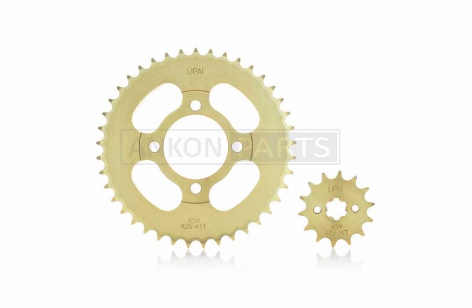 Звезды трансмиссии пара Delta 428‑14/41 +цепь 116L "LIPAI" (GOLD)