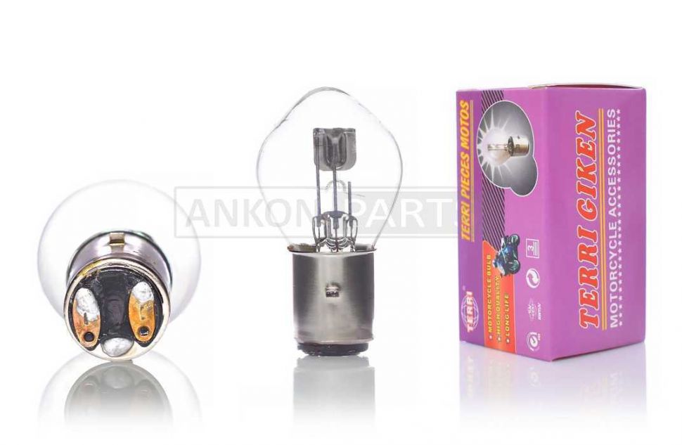 Лампа фары  BA20D 12V 18/18W  груша  "TERRI"