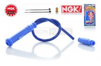 Насвечник мото прямой силиконовый +бронепровод "NGK" (синий/синий)