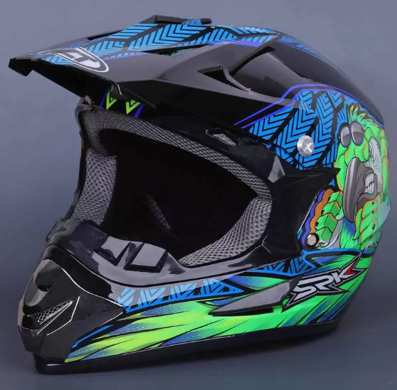 Шлем WLT-125 GLOSS GREEN BLACK WHITE NEW PEAK  XS