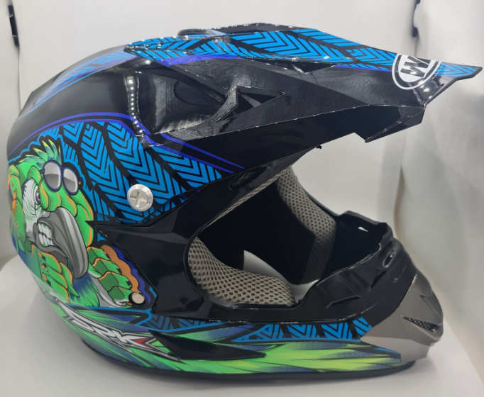 Шлем WLT-125 GLOSS GREEN BLACK WHITE NEW PEAK  XS